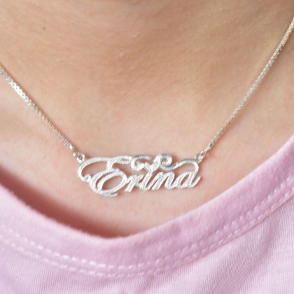 Sera 925 Silver Handmade Filigree Fashion Name Necklace