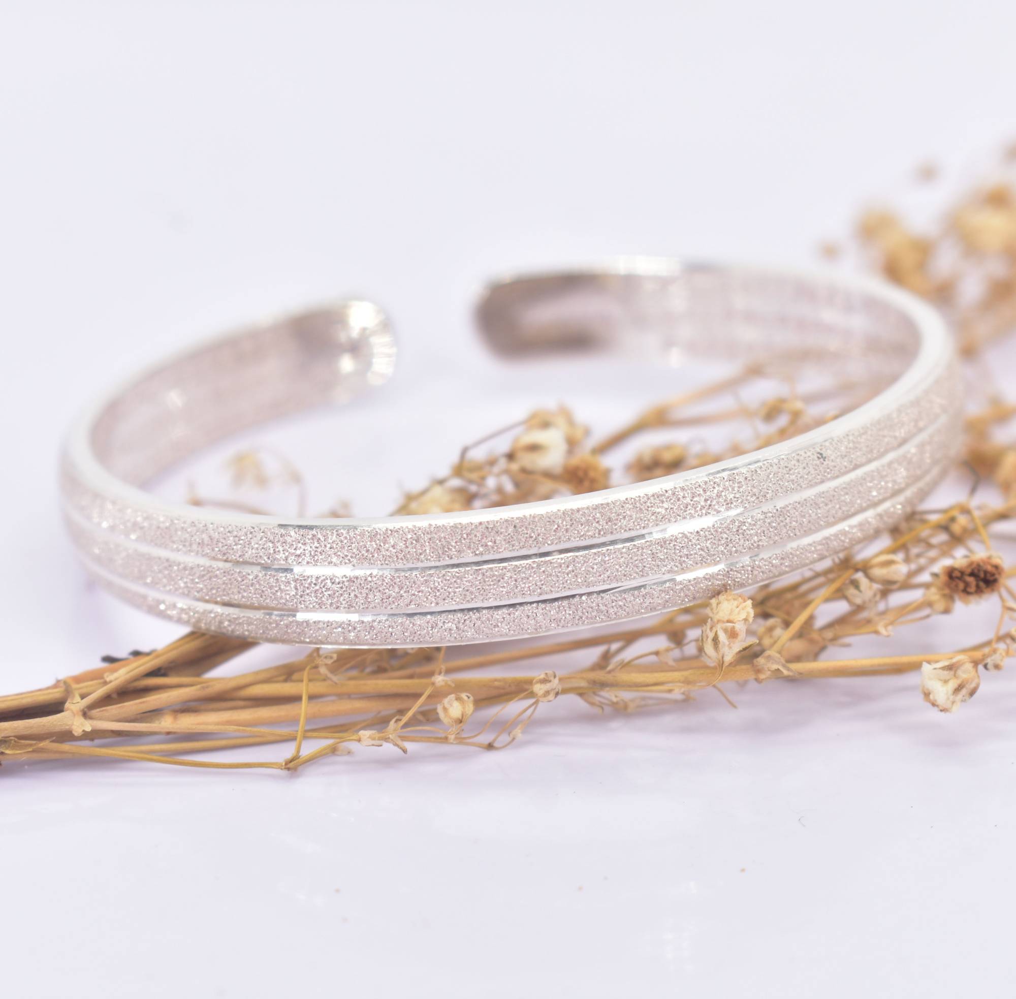 Pure 999 Silver Women Bangle Scripture Chinese Religious Jewelry