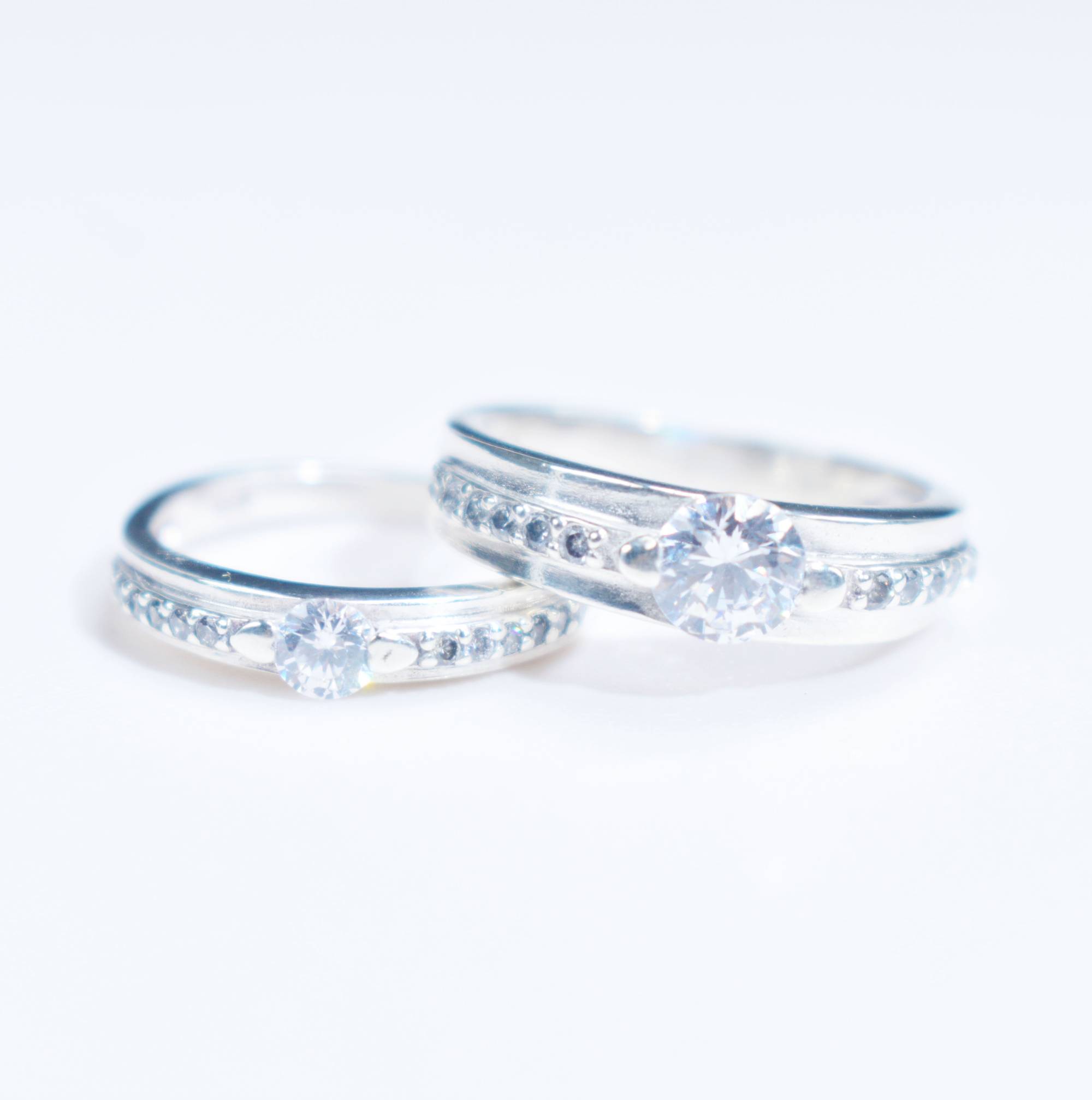 Sera 925 Elegant Couple Ring Set – Sparkling Crystal Inlay Silver White ...